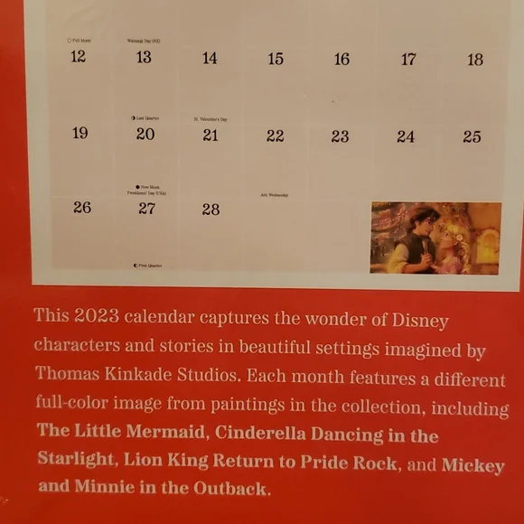 2023 Disney Dreams Thomas Kinkade 16 month wall calendar 12" x 12" - Picture 10 of 12